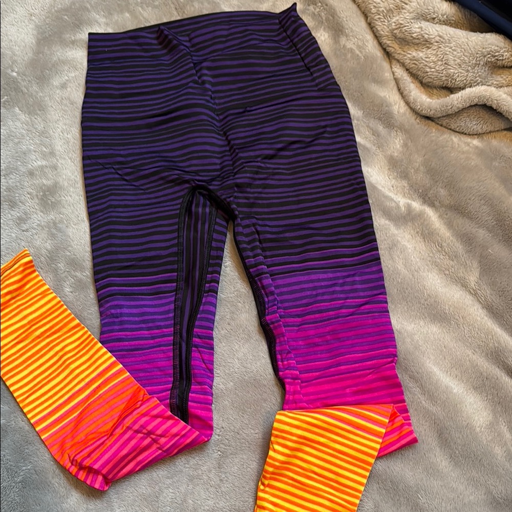 Striped Purple and Orange K-Deer Leggings